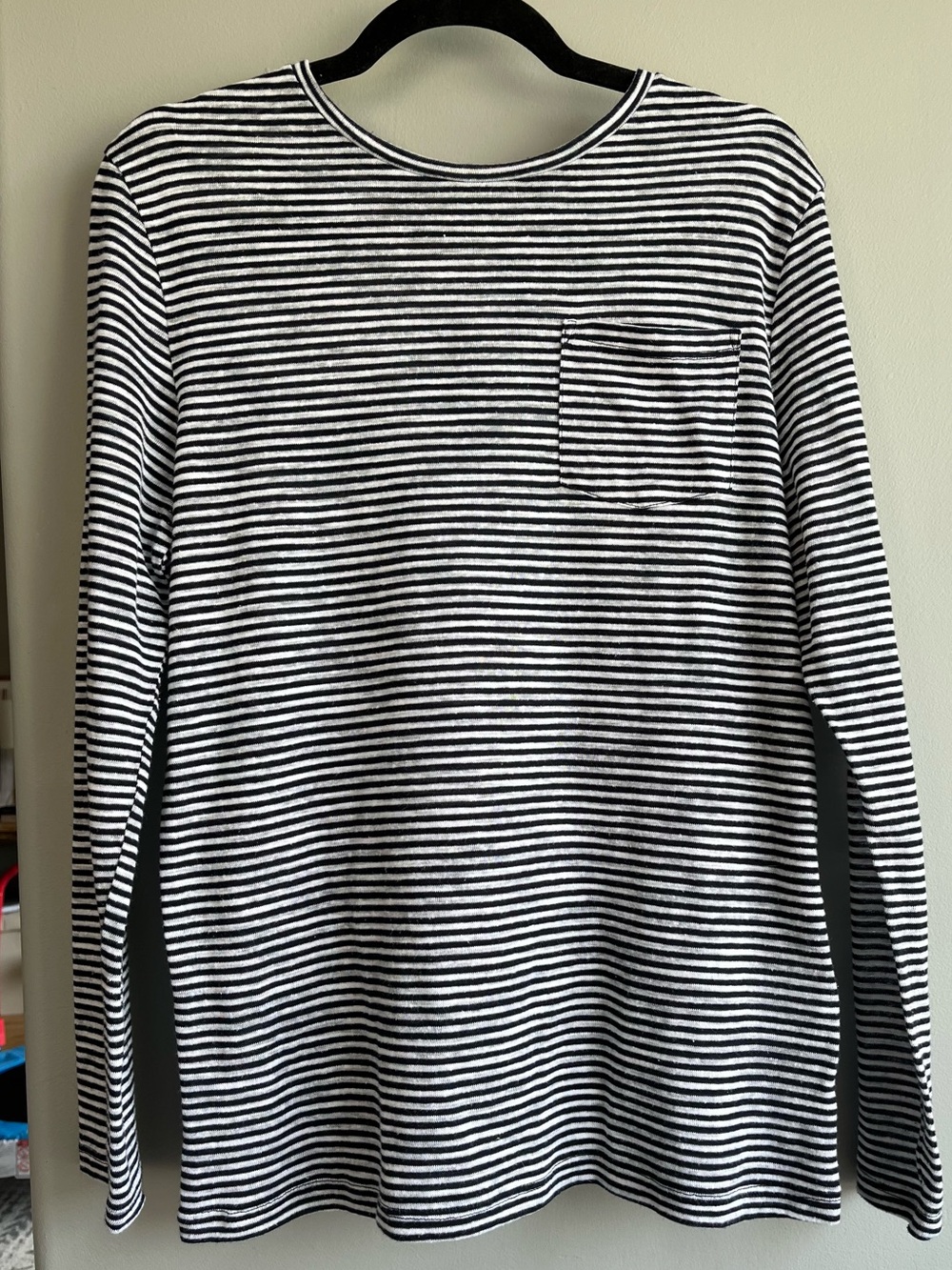REISS Navy & White Striped Soft Lightweight Long Sleeve